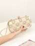 Mini Rhinestone & Faux Pearl Decor Chain Box Bag