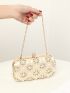 Mini Rhinestone & Faux Pearl Decor Chain Box Bag