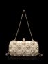 Mini Rhinestone & Faux Pearl Decor Chain Box Bag