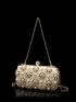 Mini Rhinestone & Faux Pearl Decor Chain Box Bag