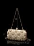 Mini Rhinestone & Faux Pearl Decor Chain Box Bag