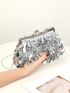 Mini Sequin Decor Kiss Lock Chain Box Bag