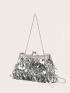 Mini Sequin Decor Kiss Lock Chain Box Bag