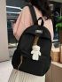 Letter Patch Decor Functional Backpack With Bag Charm