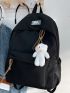 Letter Patch Decor Functional Backpack With Bag Charm