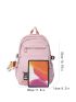 Letter Patch Decor Functional Backpack With Bag Charm