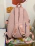 Letter Patch Decor Functional Backpack With Bag Charm