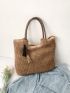 Tassel Decor Straw Bag