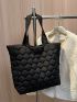 Quilted Detail Shoulder Tote Bag