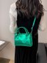 Mini Neon Green Chevron Pattern Square Bag