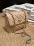 Quilted Pattern Chain Decor Square Bag