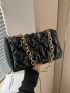 Quilted Pattern Ruched Detail Chain Ruched Bag