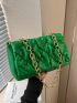 Quilted Pattern Ruched Detail Chain Ruched Bag