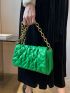 Quilted Pattern Ruched Detail Chain Ruched Bag