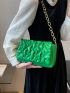 Quilted Pattern Ruched Detail Chain Ruched Bag