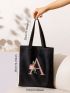 Floral & Letter Graphic Shopper Bag