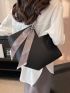 Twilly Scarf Decor Shoulder Tote Bag With Inner Pouch