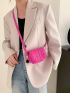 Mini Neon Pink Quilted Flap Square Bag