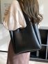 Minimalist Flap Shoulder Tote Bag With Inner Pouch