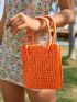 Mini Neon Orange Straw Bag