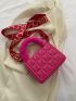 Mini Neon Pink Quilted Fluffy Handle Square Bag