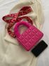 Mini Neon Pink Quilted Fluffy Handle Square Bag