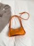 Neon Orange Letter Graphic Baguette Bag