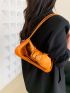 Neon Orange Letter Graphic Baguette Bag