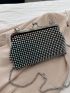 Rhinestone & Faux Pearl Decor Kiss Lock Chain Evening Bag