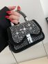 Mini Studded Decor Twist Lock Flap Square Bag