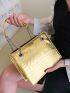 Metallic Crocodile Embossed Chain Square Bag