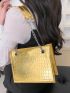 Metallic Crocodile Embossed Chain Square Bag