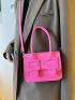 Mini Neon Pink Buckle Decor Flap Square Bag