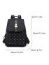 Quilted Pattern Studded Decor Flap Backpack