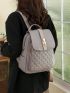 Quilted Embossed Studded Decor Flap Backpack