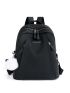 Letter Graphic Functional Backpack With Bag Charm