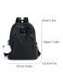 Letter Graphic Functional Backpack With Bag Charm