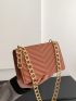 Mini Chevron Quilted Chain Flap Square Bag