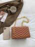 Mini Chevron Quilted Chain Flap Square Bag