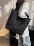 Large Tote Bag Quilted Pattern Shoulder Tote Bag Large Capacity Quilted Detail Bag, Portable Tote Shoulder Bag, Versatile Bag For Work & School