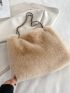 Minimalist Chain Fluffy Shoulder Tote Bag