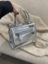 Metallic Double Handle Square Bag