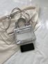 Metallic Double Handle Square Bag