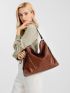 Litchi Embossed Vintage Design Hobo Bag With Wristlet Bag