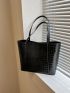 Crocodile Embossed Shoulder Tote Bag