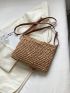 Star & Tassel Decor Flap Straw Bag