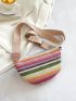 Color Block Striped Pattern Straw Bag