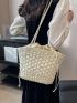 Drawstring Design Straw Bag