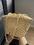 Drawstring Design Straw Bag