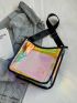 Holographic Contrast Binding Square Bag, Clear Bag